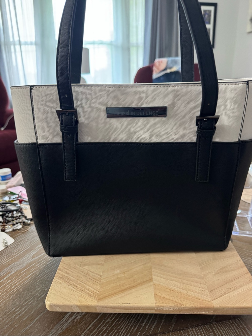 Damsel in Defense concealed carry Two-Tone Black and White Tote